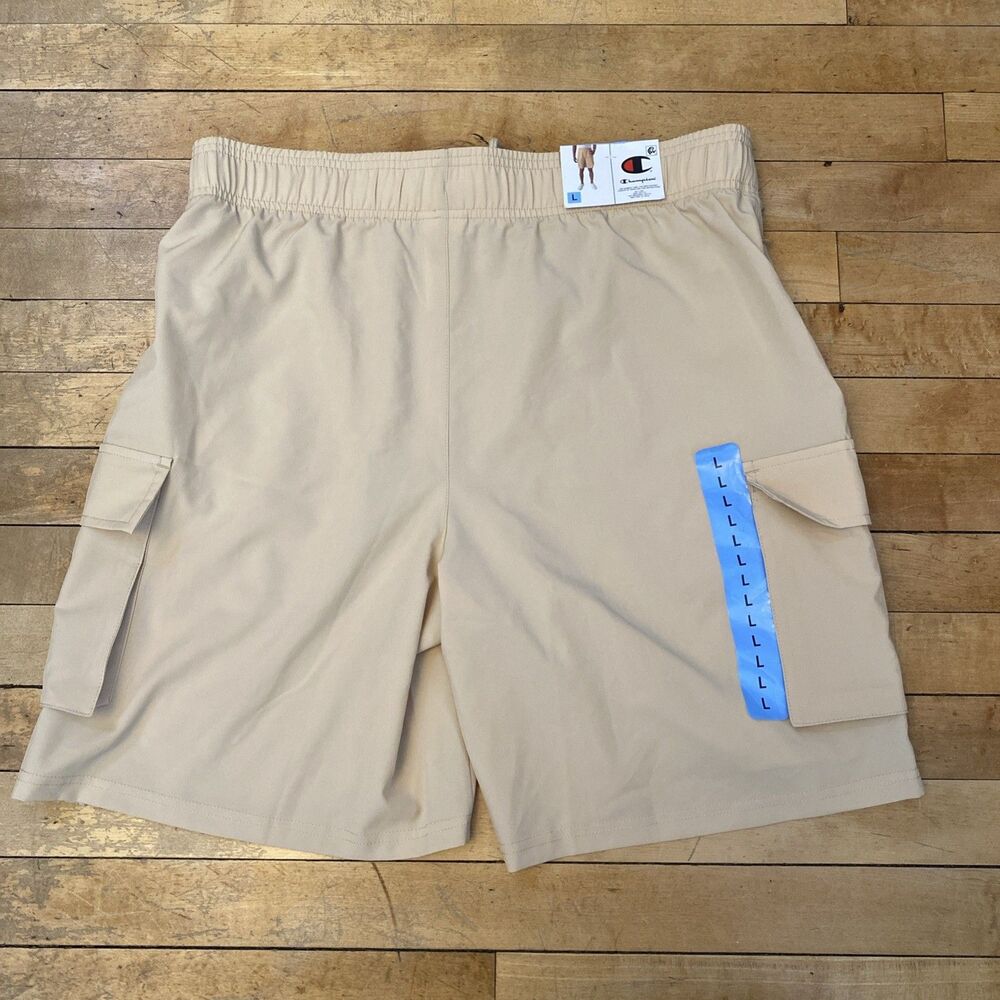 Champion Shorts Men’s Size Large Western Beige Cargo Zip Pocket Drawstring Elast - Picture 8 of 8